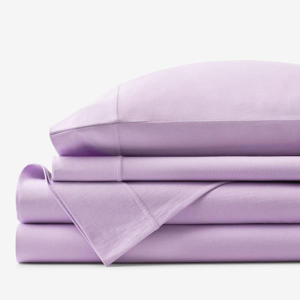 The Company Store Company Cotton 4-Piece Lavender Solid Cotton Jersey Knit Full Sheet Set