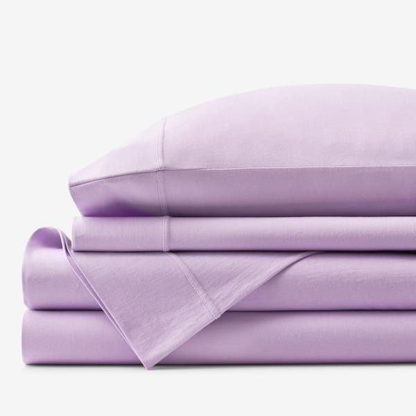 The Company Store Company Cotton 3-Piece Lavender Solid Cotton Jersey Knit Twin XL Sheet Set