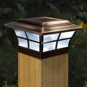 Prestige 6 in. x 6 in. Outdoor Electroplated Copper LED Solar Post Cap (2-Pack)