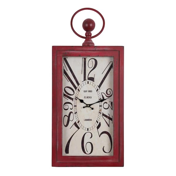 Unbranded Waverly Distressed Red Rectangle Wall Clock