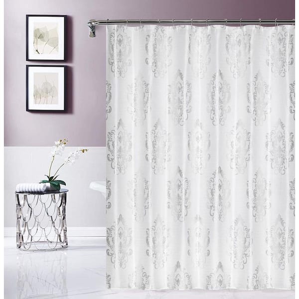 Dainty Home White 70 X 72 Majestic, Shower Curtain Liner 72 X 76 French Doors Interior