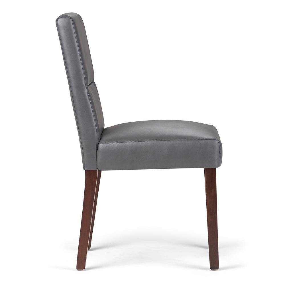 Stone Gray Faux Leather Parsons Side Chair with Sleek Wood Legs