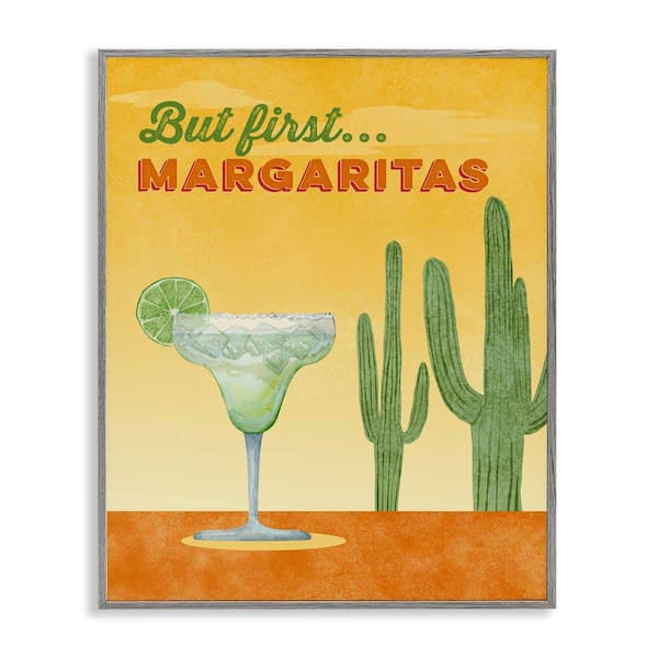 Stupell Industries Margarita and Desert Cactus by Brett Blumenthal Gray Framed Food Giclee Art Print 14 in. x 11 in.