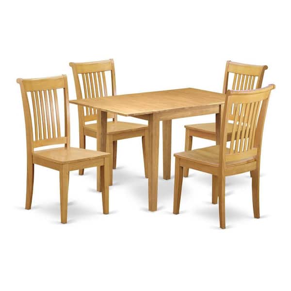 East West Furniture 5-Piece Natural Oak Finish Solid Wood Top - Dining Room Set - (Seats-4)