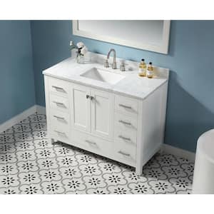 Monte 48in.W X22in.DX35.4 in.H Bathroom Vanity in White with Marble Stone Vanity Top in White with Single White Sink