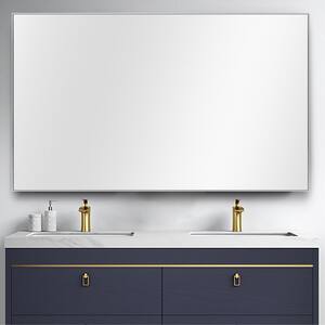 51 in. W x 31 in. H Rectangular Framed Wall Bathroom Vanity Mirror in Silver