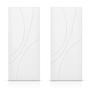 48 in. x 80 in. Hollow Core White Stained Composite MDF Interior Double Closet Sliding Doors