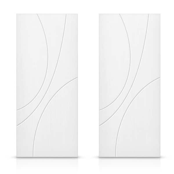 CALHOME 72 in. x 96 in. Hollow Core White Painted Composite MDF Interior Double Closet Sliding Doors