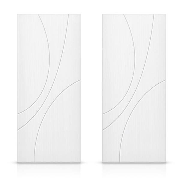 CALHOME 84 in. x 96 in. Hollow Core White Painted Composite MDF Interior Double Closet Sliding Doors