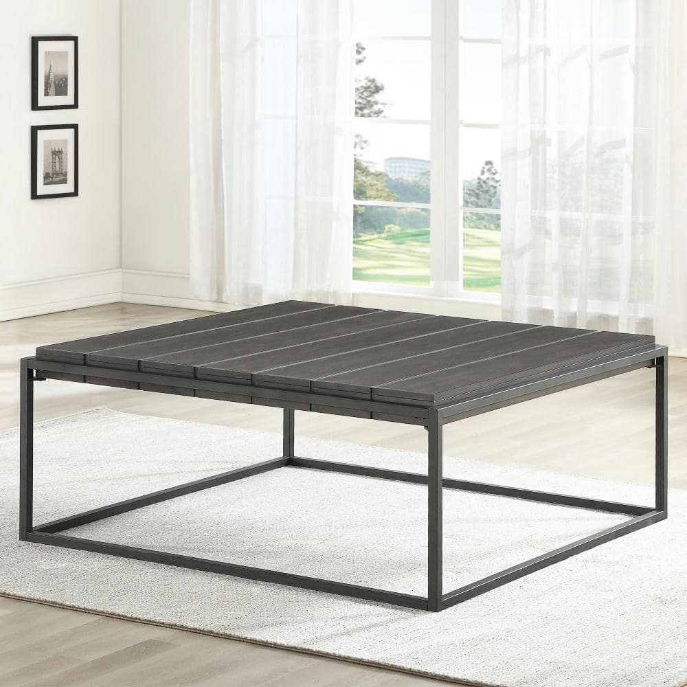 Contemporary Tekoa Square Coffee Table in Walnut & Dark Gray
