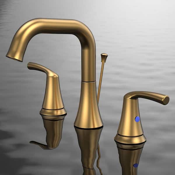 Staykiwi 8 in. Widespread Double Handle Bathroom Faucet in Brushed Gold