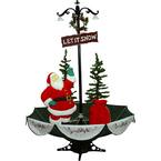 47 in. Christmas Red Santa with Green Umbrella Base and Music