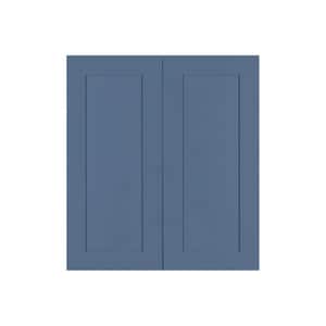 Lancaster Blue Plywood Shaker Stock Assembled Wall Kitchen Cabinet 24 in. W x 36 in. H x 12 in. D