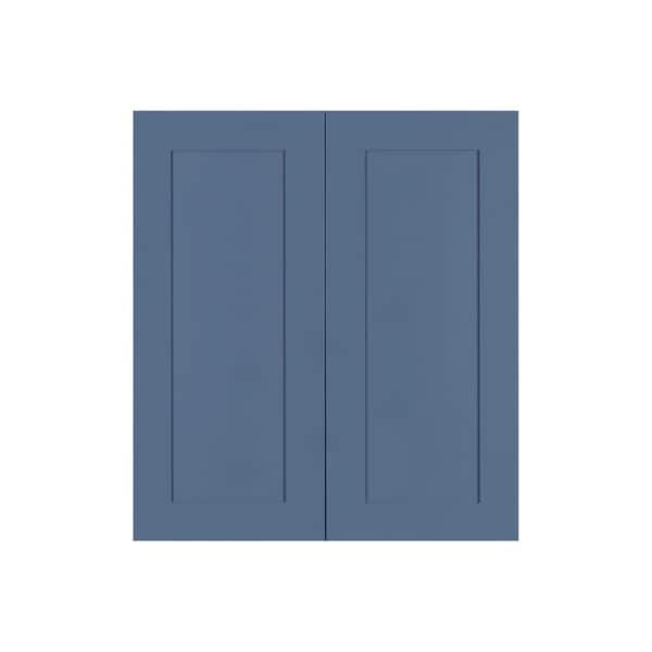 LIFEART CABINETRY Lancaster Blue Plywood Shaker Stock Assembled Wall Kitchen Cabinet 24 in. W x 36 in. H x 12 in. D