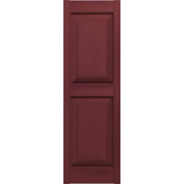 Builders Edge 12 in. x 67 in. Raised Panel Vinyl Exterior Shutters Pair in Wineberry