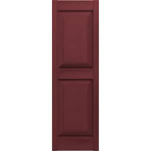 14.75 in. x 51 in. Raised Panel Vinyl Exterior Shutters Pair in Wineberry