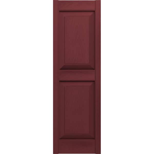 Builders Edge 14.75 in. x 55 in. Raised Panel Vinyl Exterior Shutters Pair in Wineberry