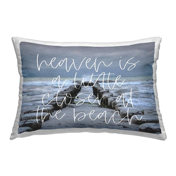 Stupell Industries Heaven at Beach Phrase Blue Rectangular Outdoor Throw Pillow