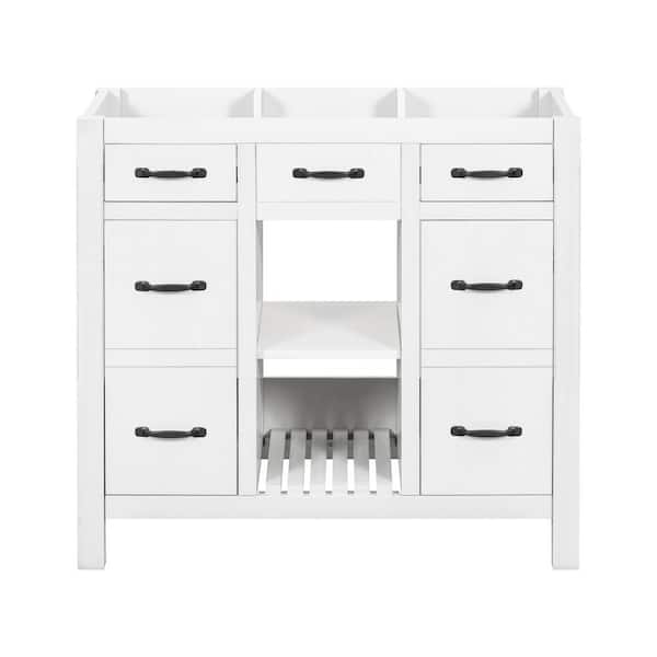 EPOWP 36 in. W x 18 in. D x 33 in. H Bath Vanity Cabinet without Top in White with 2-Drawers and 2-Door Storage Cabinet