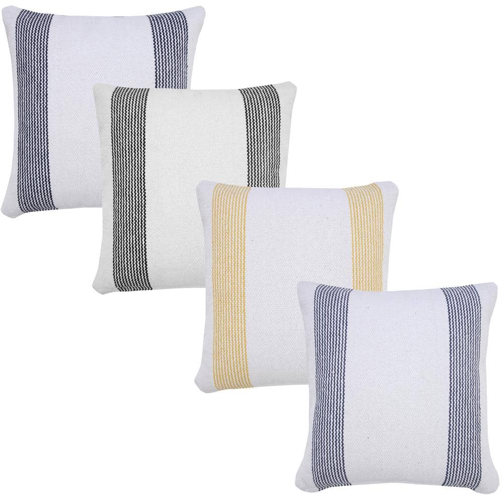 Balanced Yellow and White Cotton Polyester 20" x 20" Throw Pillow