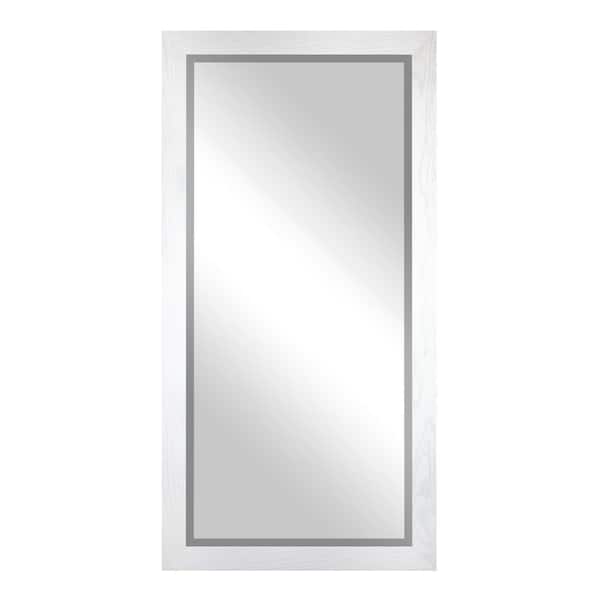 Large (65.5 in. W x 32 in. H) Wooden White Rectangle Wall Mirror