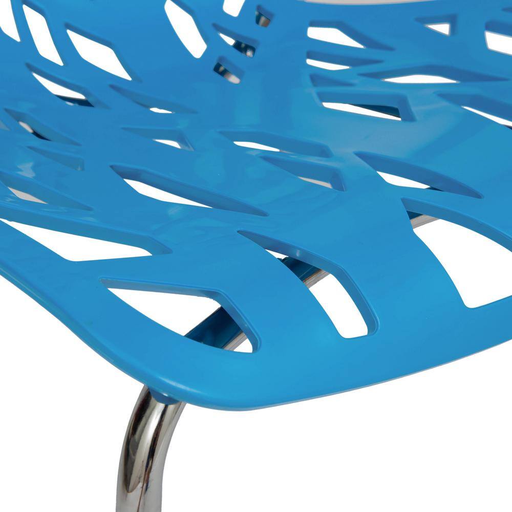 Asbury Chromed Metal Cut-Out Blue Side Chair