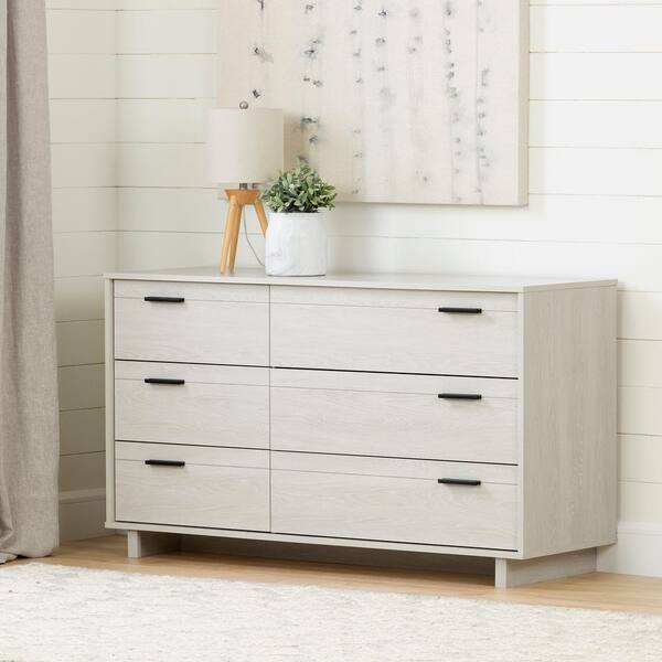 winter oak dresser Home Square 6 Drawer Dresser and Modern 2 Drawer Nightstands in Winter Oak