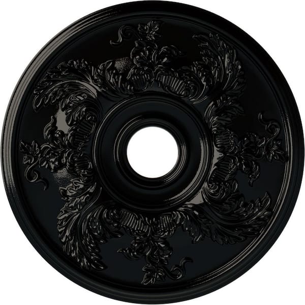 Ekena Millwork 1-7/8 in. x 23-5/8 in. x 23-5/8 in. Polyurethane Acanthus Twist Ceiling Medallion, Black Pearl
