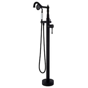 Single Handle Classical Freestanding Bathtub Faucet with Hand Shower in Matte Black
