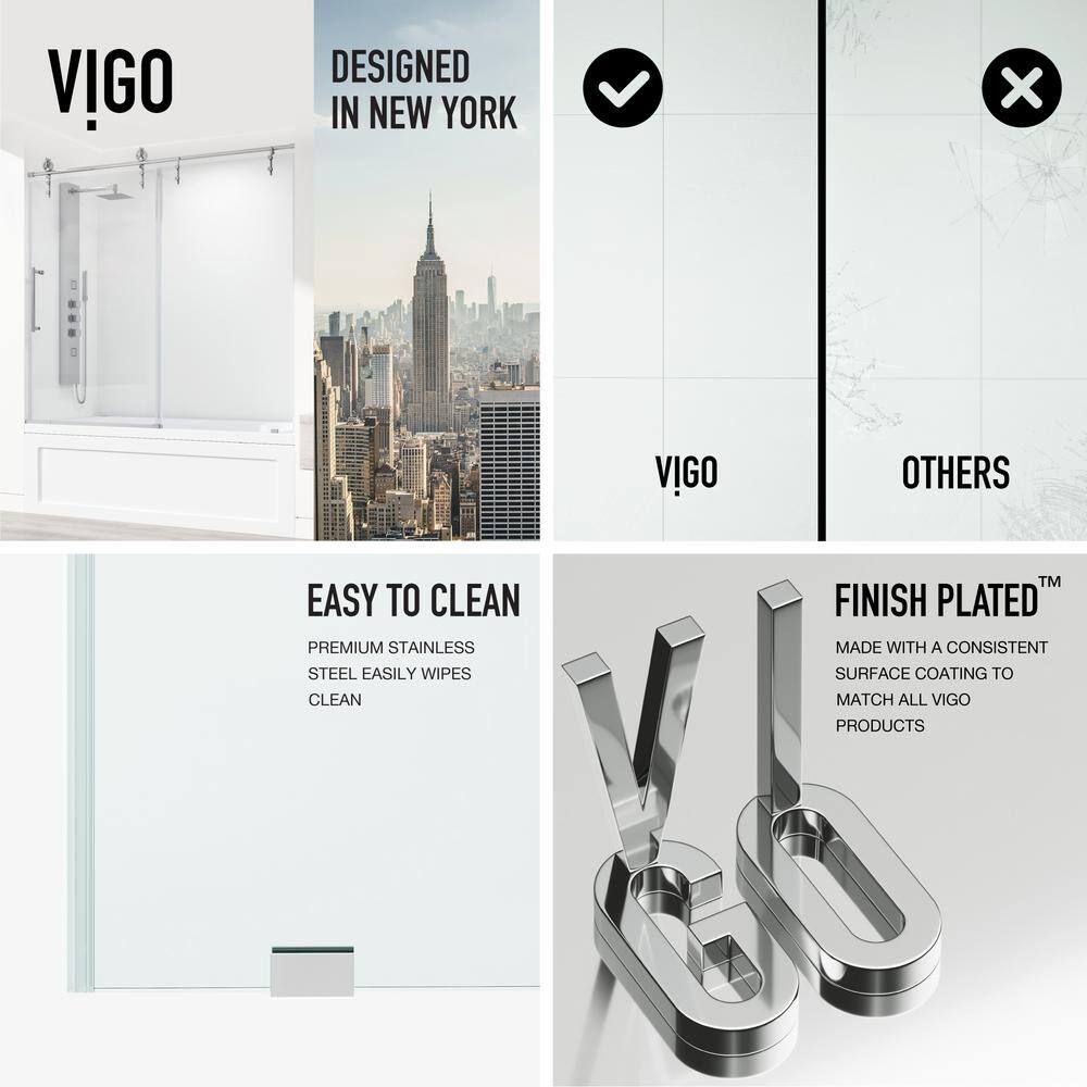 Hamilton 60" Chrome Frameless Sliding Tub Door with Clear Glass