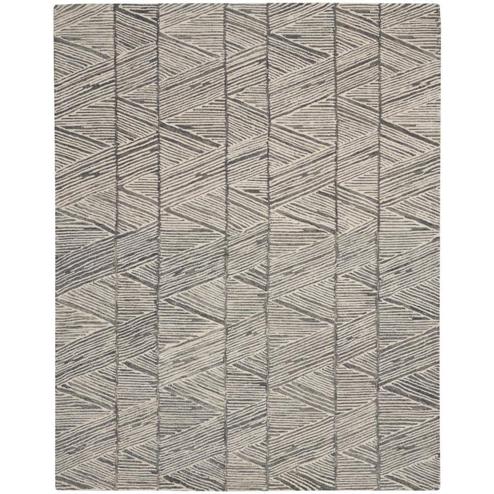 Nourison Vail Grey/White 8 ft. x 10 ft. Contemporary Area Rug 794109 ...