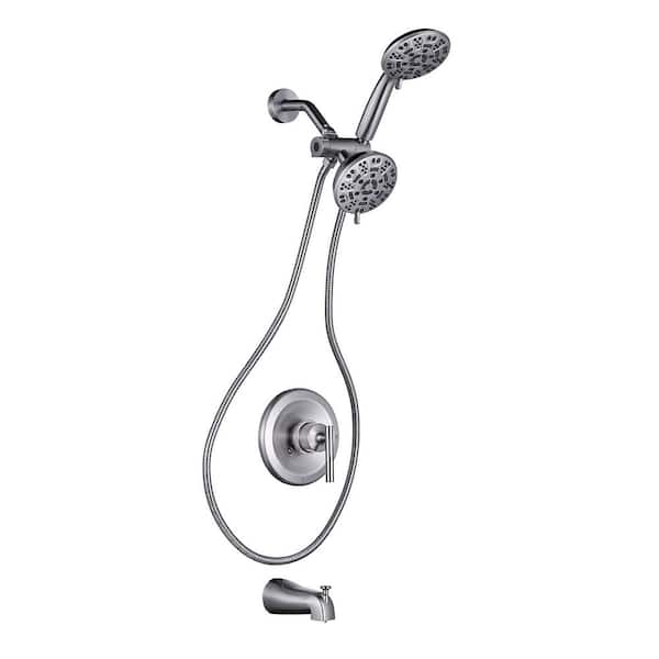 ARCORA Single Handle 7-Spray Tub and Shower Faucet 1.8 GPM High Pressure Shower Faucet in. Brushed Nickel Valve Included