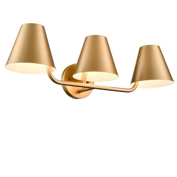 CLAXY 24 in. 3-Light Brass Vanity Light with Metal Shade