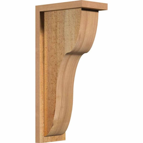 Ekena Millwork 6 in. x 10 in. x 22 in. Western Red Cedar Carmel Rough Sawn Corbel with Backplate