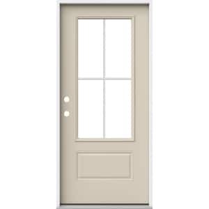 36 in. x 80 in. 1 Panel Right-Hand/Inswing 3/4 Lite Clear Glass Primed Steel Prehung Front Door