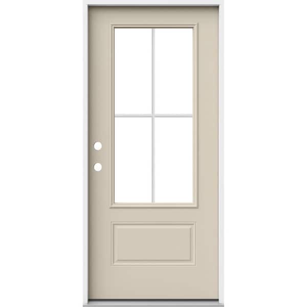 JELD-WEN 36 in. x 80 in. 1 Panel Right-Hand/Inswing 3/4 Lite Clear Glass Primed Steel Prehung Front Door