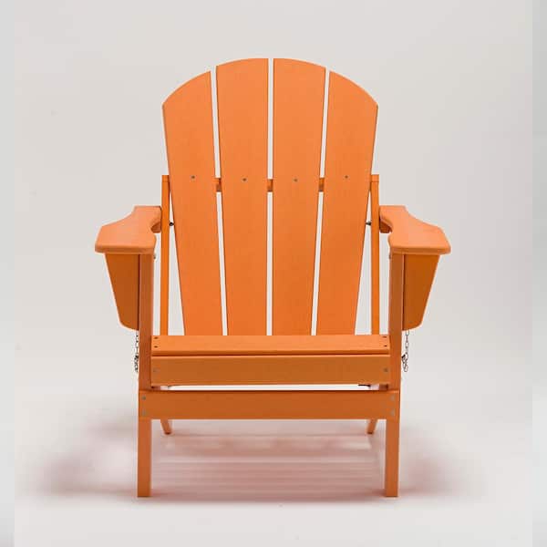 Wildaven Kolton Orange Folding Plastic Adirondack Chair Lawn Chair Outdoor Adirondack Chair Weather Resistant for Garden Backyard