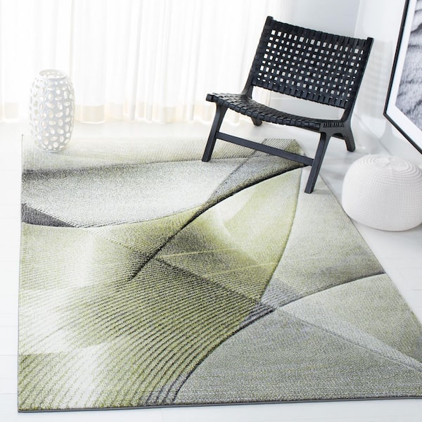 Hollywood 7 ft. x 9 ft. Gray/Green Striped Abstract Area Rug