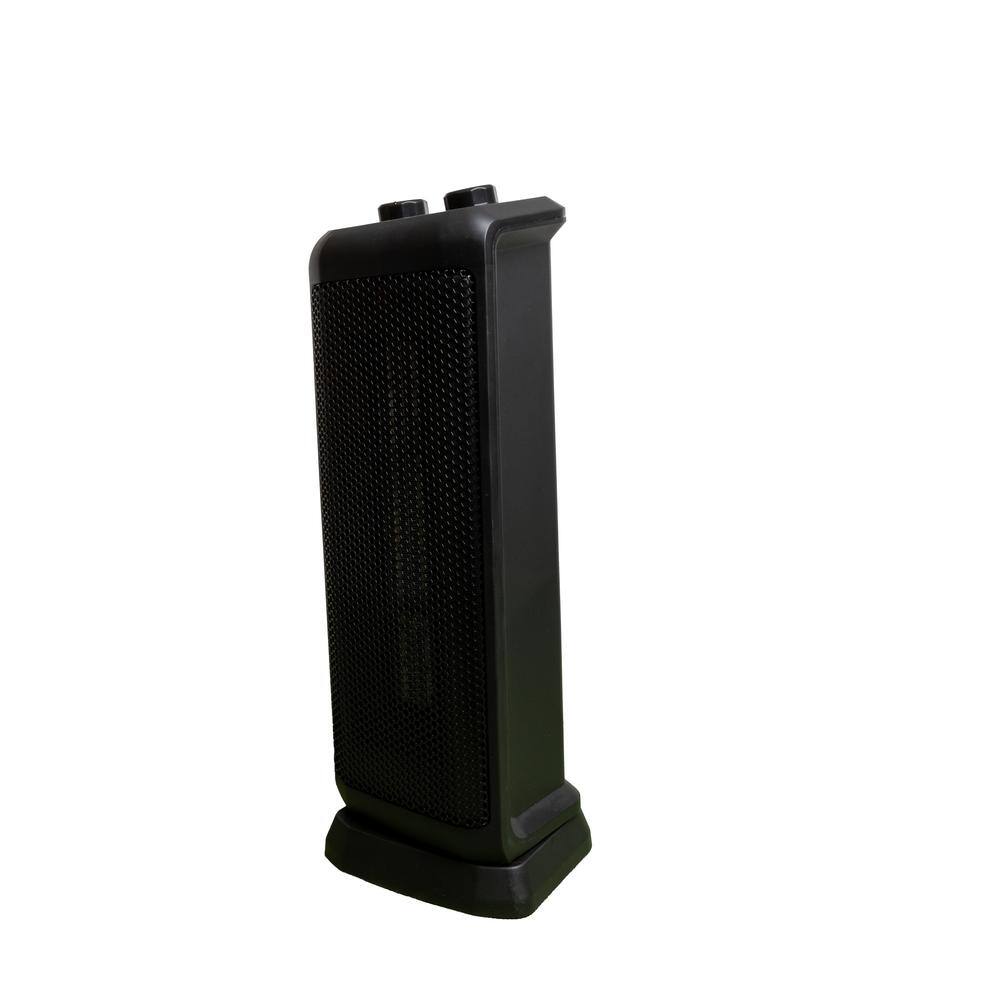 Black Ceramic Electric Tower Heater with Thermostat and Automatic Shut-off