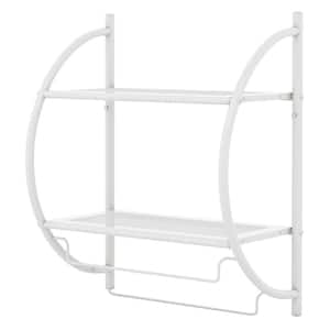 Wall Mounted 2-Tier Bathroom Towel Rack with 2-Towel Bars in White