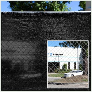 8 ft. x 12 ft. Black Privacy Fence Screen Mesh Fabric Cover Windscreen with Reinforced Grommets for Garden Fence