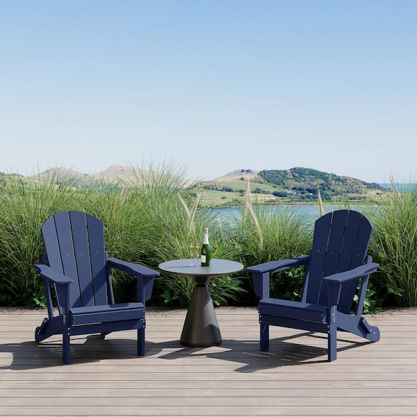 Laguna 2-Pack Fade Resistant Outdoor Patio HDPE Poly Plastic Classic Folding Adirondack Chairs in Navy Blue