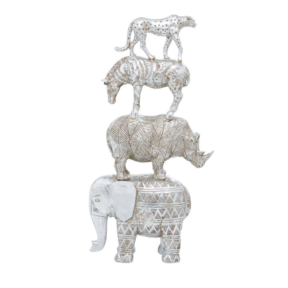 Elegant Nickel Finish Elephant Sculpture 10"x20" Art Deco Accent