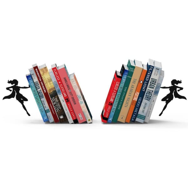 Supergal Hidden Metal Bookends-Heavy Duty Set of 2, Shelf & Desk Decor ...