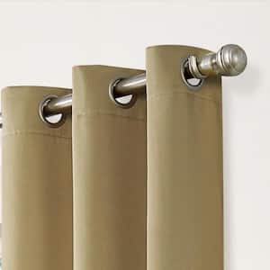 Thermapanel Taupe Solid Polyester 37 in. W x 84 in. L Room Darkening Pair Grommet Top Curtain Panel