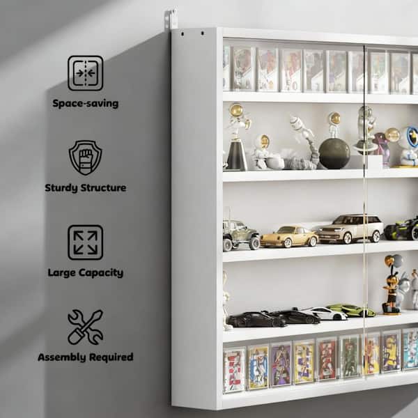 White 5-Tier 4 in. W x 24 in. H Wall-Mounted Glass Display Cabinet