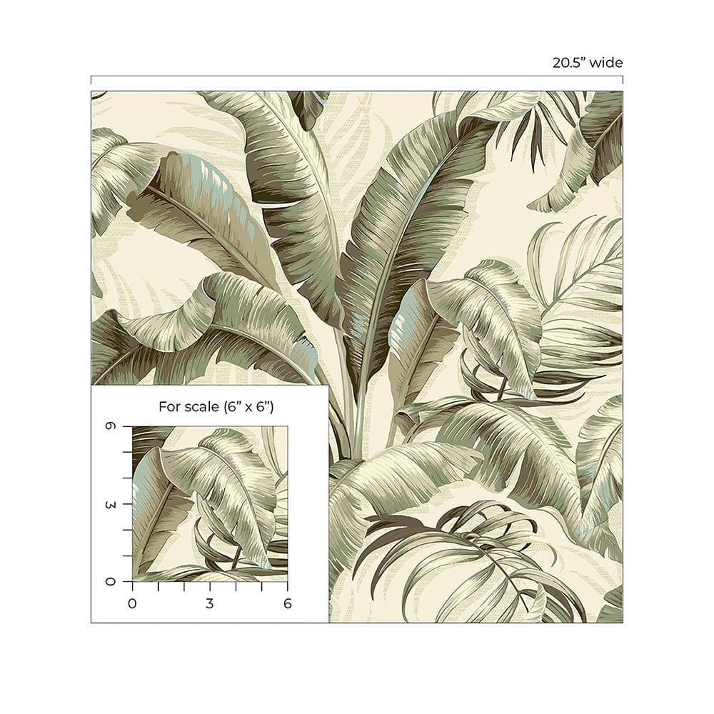 Silver Birch Tropical Palm Peel & Stick Vinyl Wallpaper Roll