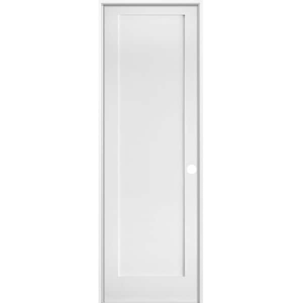 Krosswood Doors 24 in. x 96 in. Shaker 1-Panel Primed Solid Core MDF Left-Hand Single Prehung Interior Door