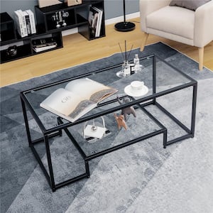 Glass Coffee Table Modern Rectangular Coffee Table Metal Frame For Living Room
