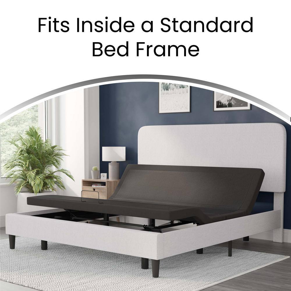 Black Adjustable Upholstered Queen Metal Bed Frame